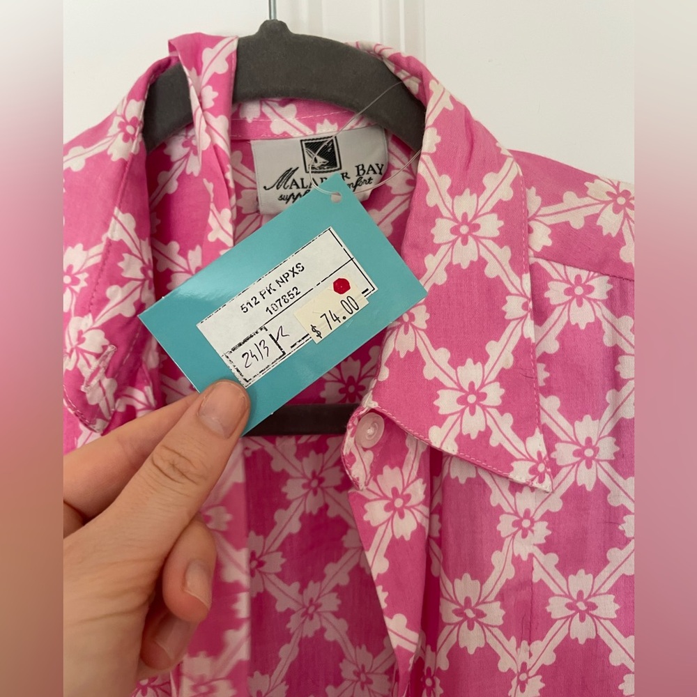 NWT Malabar bay resort wear pink shirt dress with belt